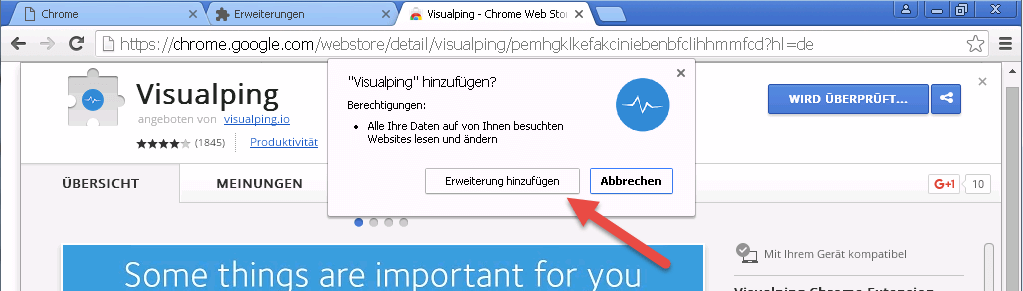 Endgültigi in Google Chrome installieren