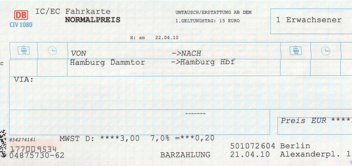 Screenshot von meinem "Dammtor Ticket"